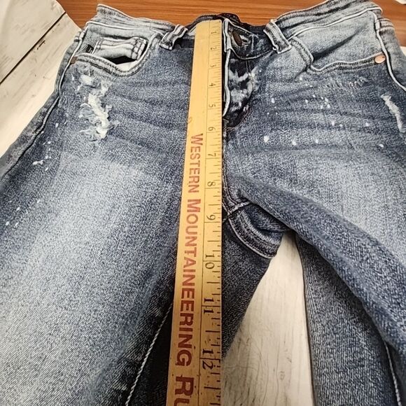 Judy Blue Boyfriend Fit Midrise Jeans Distressed Splatter Ripped Stretchy Sz7/28 - Picture 5 of 15